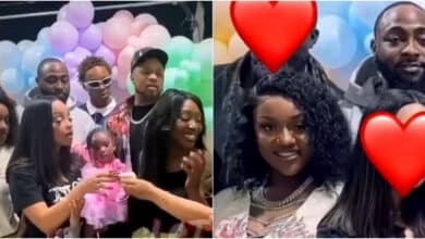 Chioma makes first public appearance after welcoming twins, spotted with Davido at family party