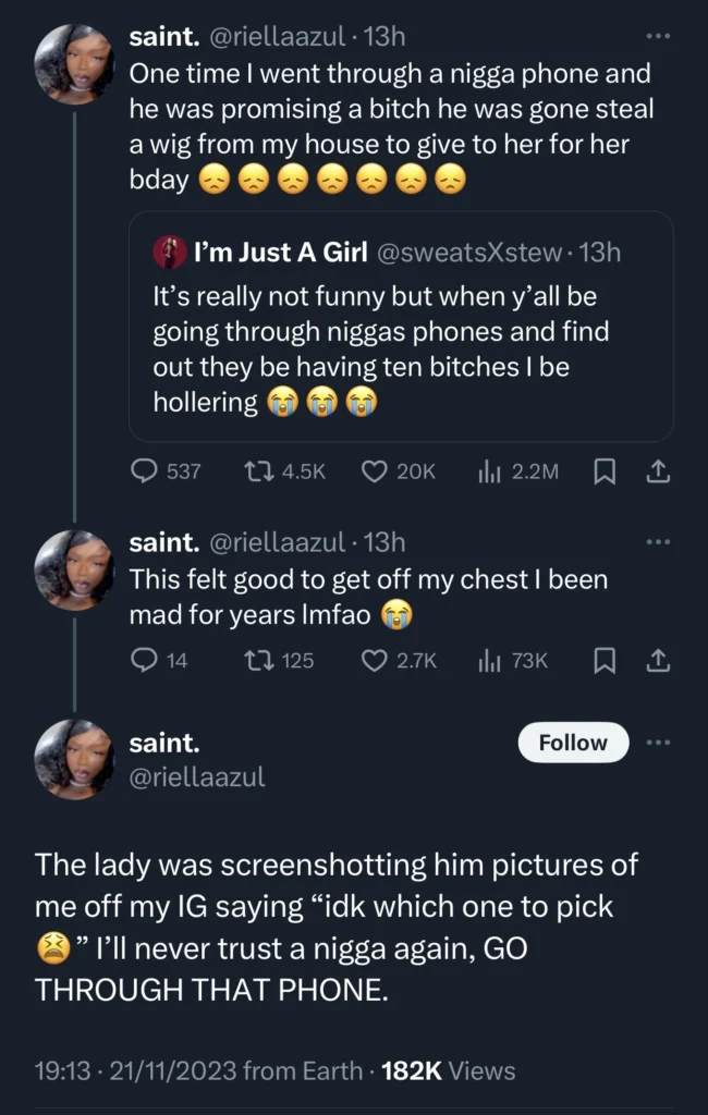 Lady advises women to always go through men’s phone after discovering her boyfriend promised to steal her wig for his sidechic