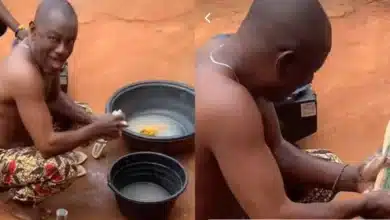 “This is unconditional love” — Nigerians react to emotional video of a father washing his daughter’s slippers because she had menstrual cramps