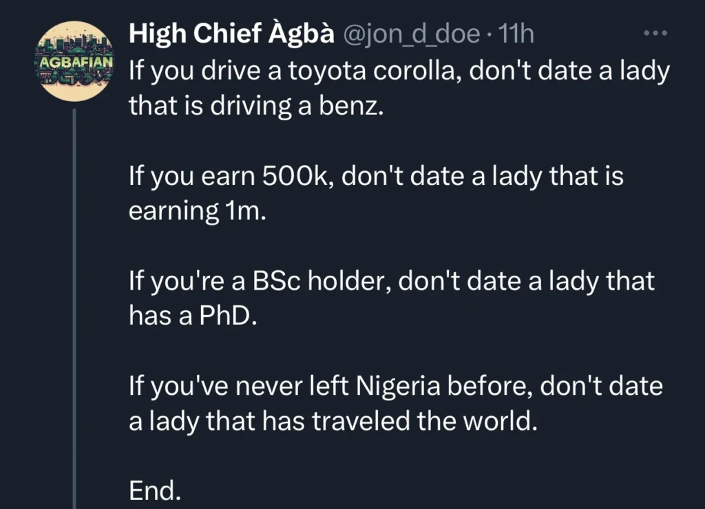 “If you earn 500k, don’t date a lady that is earning 1m” — Relationship counselor advises men 