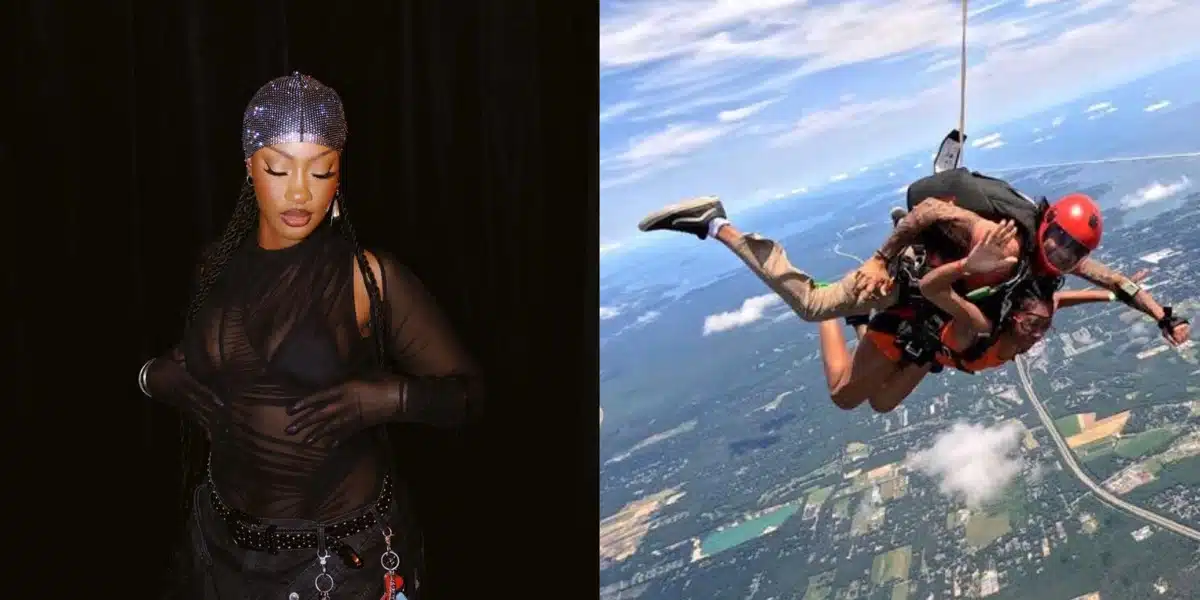 “The most dangerous thing I’ve ever done was jump out of a plane and I thought I might die” — Tems says as she recounts skydiving experience