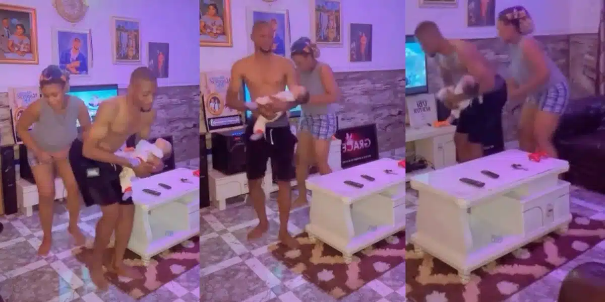 Husband and wife dance vigorously overnight so their newborn son sleeps