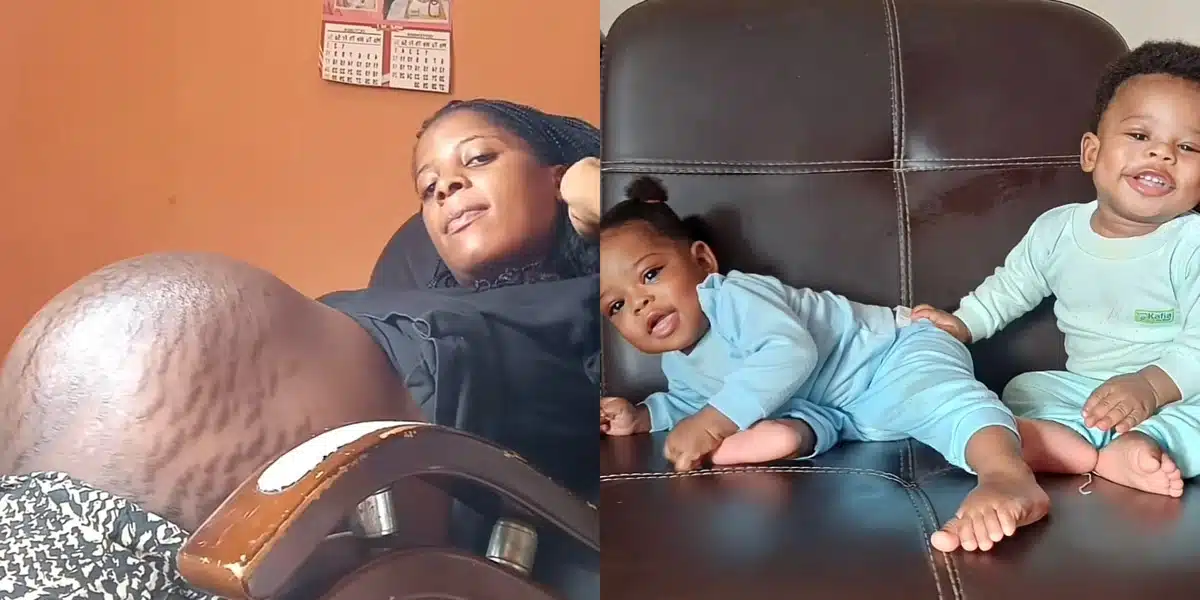 “Jesus you do this one” — Mother rejoices as she celebrates twin babies despite uterine fibroid during pregnancy