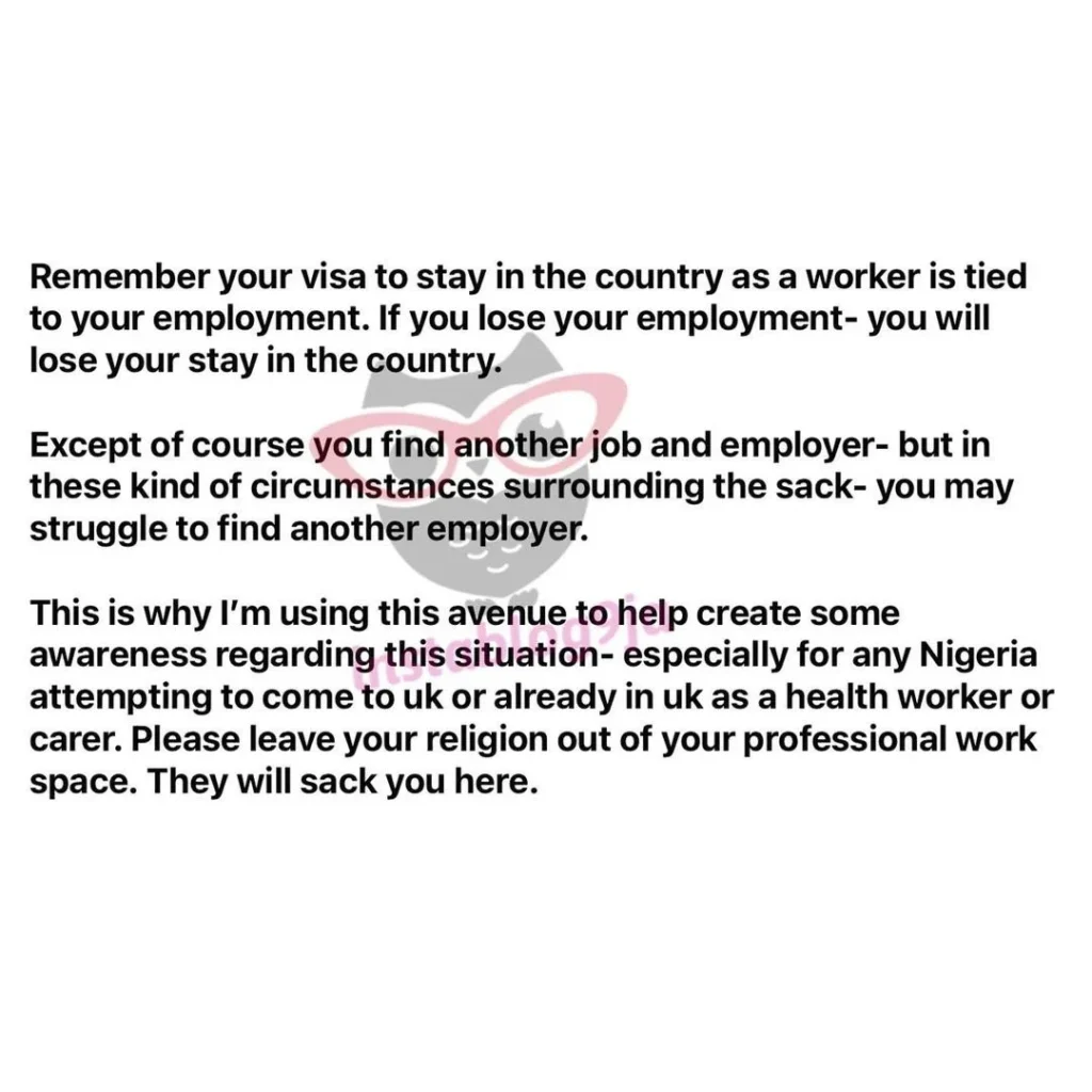 “Leave your religion out of your professional work” — Doctor begs after Nigerian nurse gets deported from the UK for praying for sick patient 