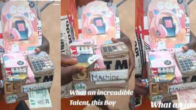 Little boy constructs ATM machine ₦5, ₦10 naira ATM card