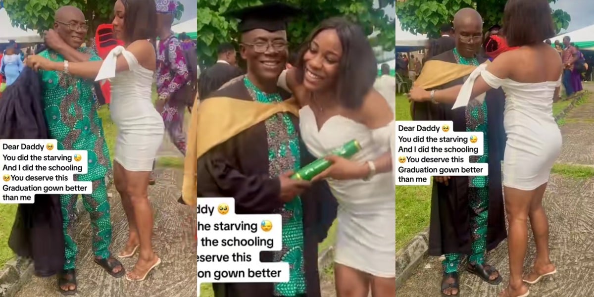 "This made me cry" - Grateful daughter honors dad with her graduation gown, cap as she graduates from university