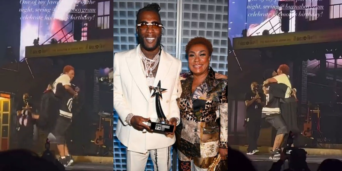 Burna Boy emotionally celebrates mum's 56th birthday onstage in Texas