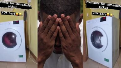 "E get anger issues" - Lady causes stir, advertises washing machine that sounds and moves like faulty generator for 20k