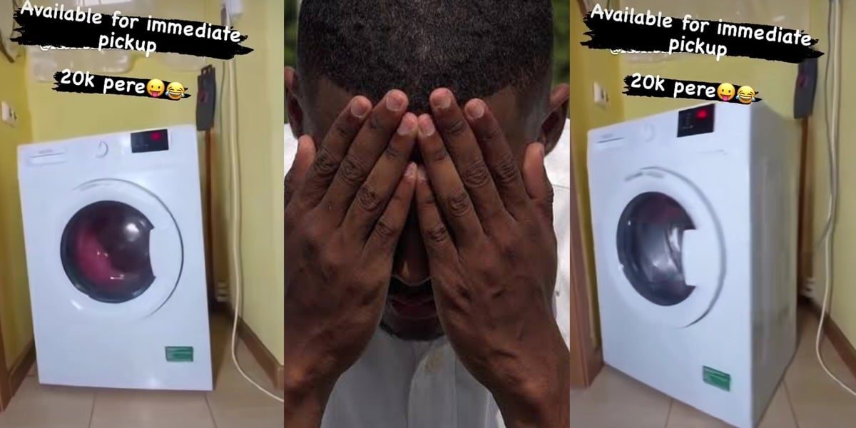 "E get anger issues" - Lady causes stir, advertises washing machine that sounds and moves like faulty generator for 20k