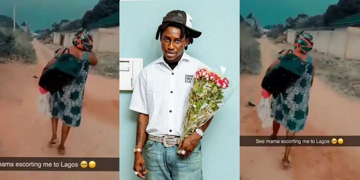 "Mothers are Gold" - Shallipopi shares heartwarming Video of his mom seeing him off to Lagos