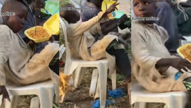 "Future FCT minister" - Little boy dances excitedly, wows many as he gets a free plate of rice at a Nigerian party