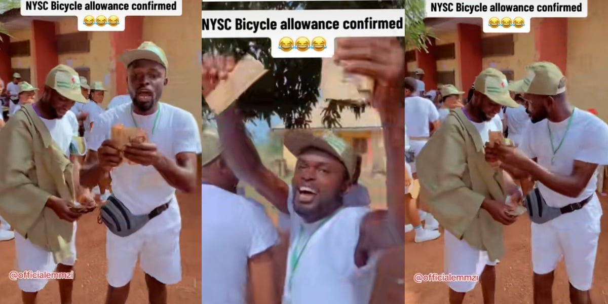 "Dorime for every girls" - Youth corper gathers boys, set to shut down Mammy market as he gets ₦6,400 bicycle allowance