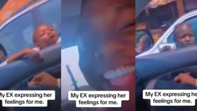 "I love you, na you I like” – Roadside begger blows kisses, uses romantic words to beg money from driver, gets ₦100 naira
