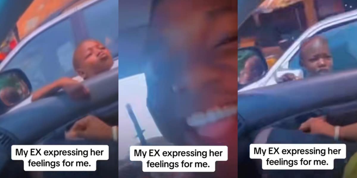 "I love you, na you I like” – Roadside begger blows kisses, uses romantic words to beg money from driver, gets ₦100 naira