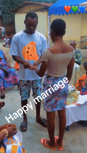 Young couple causes buzz with their unusual outfits on their wedding day; outfits stun many