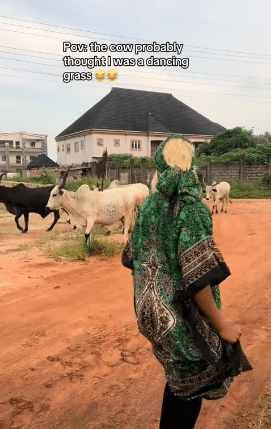 lady dancing cow