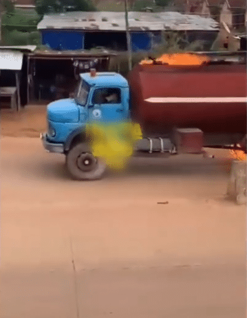 driver truck burning