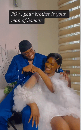Lady causes buzz as she uses her brother as her 'Man of Honour' at her wedding