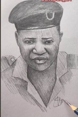 artist draws female officer ibadan