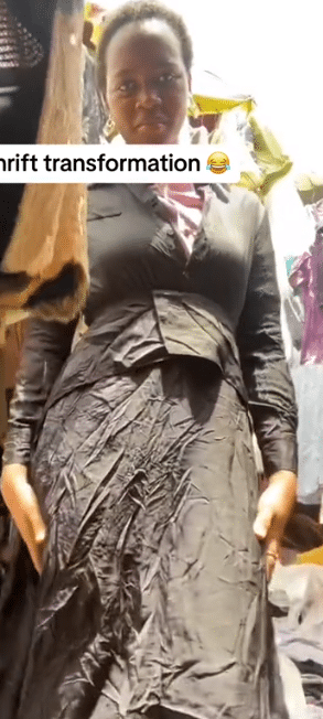 Lady causes buzz as she buys cheap Okrika dress, transforms it into stylish outfit