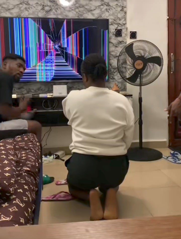 Broken TV lady pranks boyfriend 