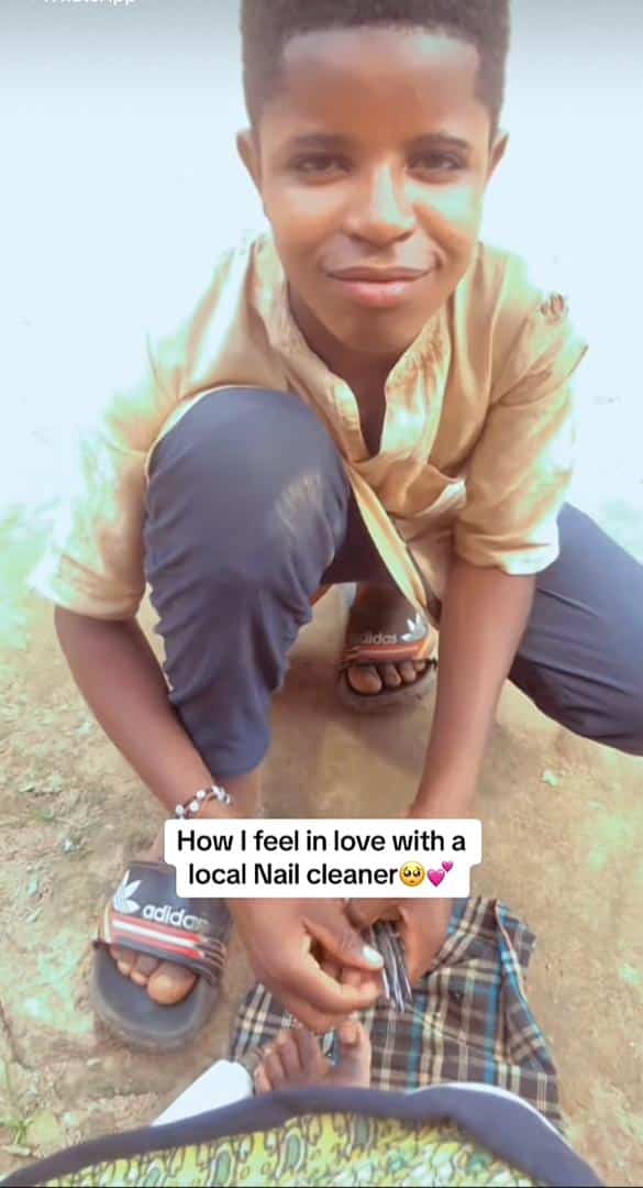 Lady falls in love with her nail cleaner, flaunts him on social media