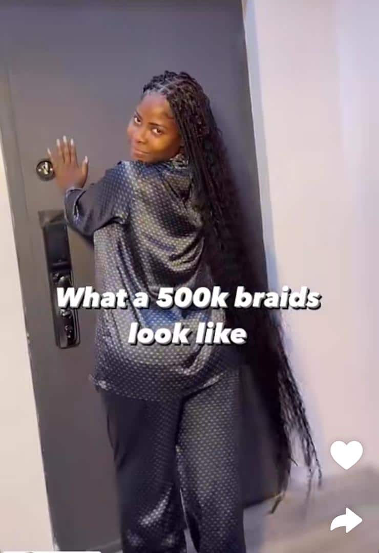 "Upgrade your mentality or work harder" - Khloe throws jabs as she flaunts N500K braids 