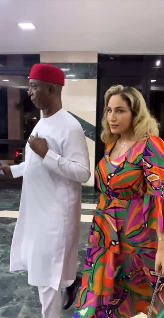 Ned Nwoko spotted with 4th wife, Laila at an international event