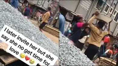 Man shocked as he sees his crush working at a construction site