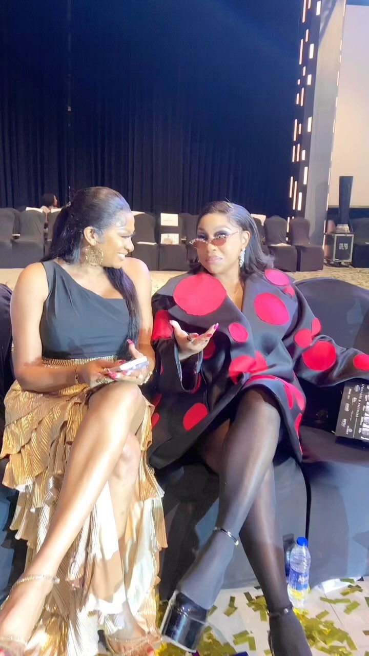 May Edochie shares fun moments with Rita Dominic at fashion show