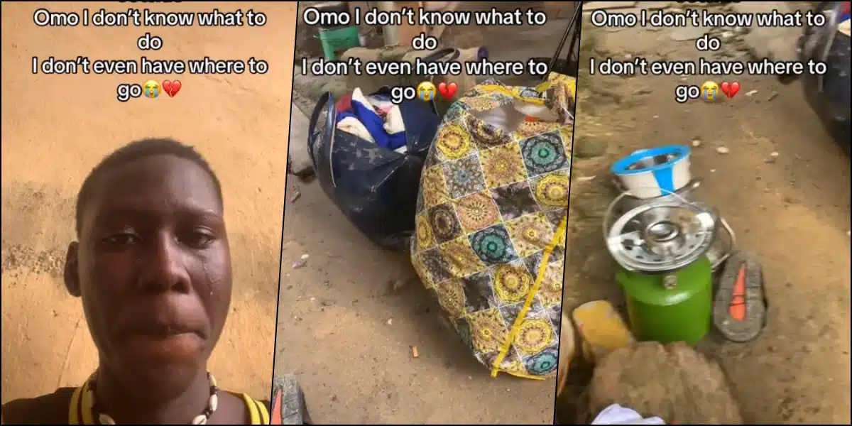 “I came back home to see my load outside” – Young man breaks down in tears