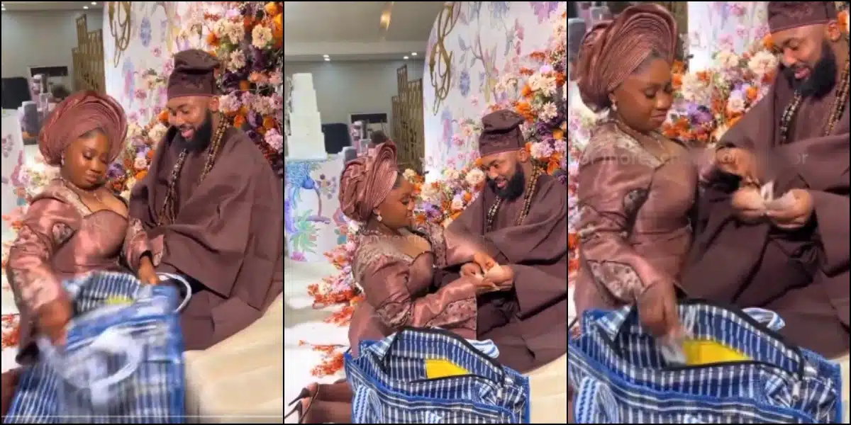 Innovative Wedding Traditions: Nigerian Bride Brings Ghana-Must-Go Bag to Collect Cash