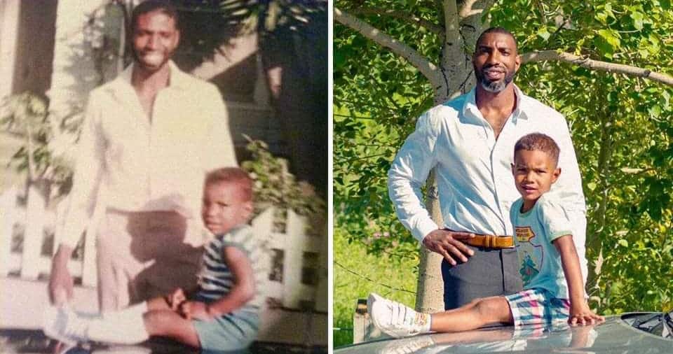 "My dad at age 33, me at age 3, and me at age 34, my son at 3 on the right" - Man shares photos taken 30 years apart