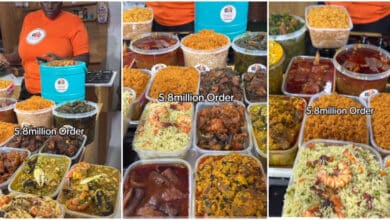 Lady stuns many as she shows off N5.8 million food she cooked for a customer