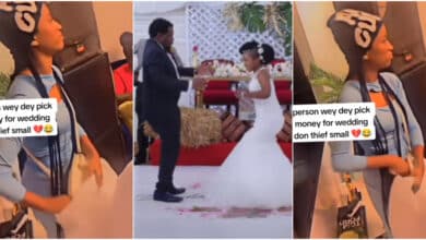"Someone's serious babe" - Video of lady stealing couple's money at wedding causes buzz