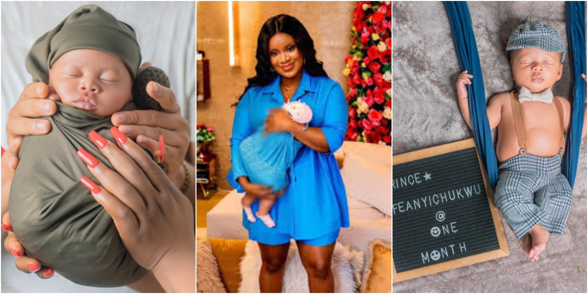 Uche Ogbodo shares face of newborn and unveils his name