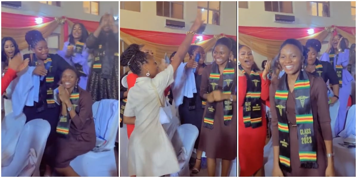 Moment lady walks majestically as she is announced as the best graduating student in school