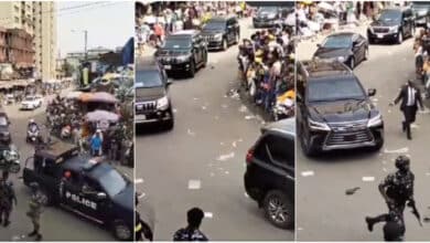 "We are hungry" - Moment Lagos residents refuse cheers, cry out to President Tinubu as his convoy passes