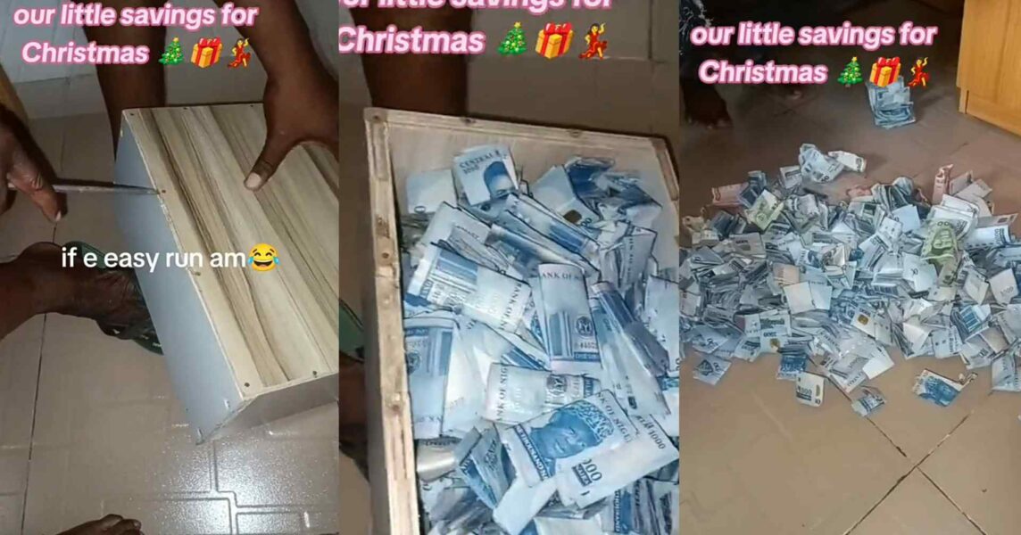 Man piggy bank breaks