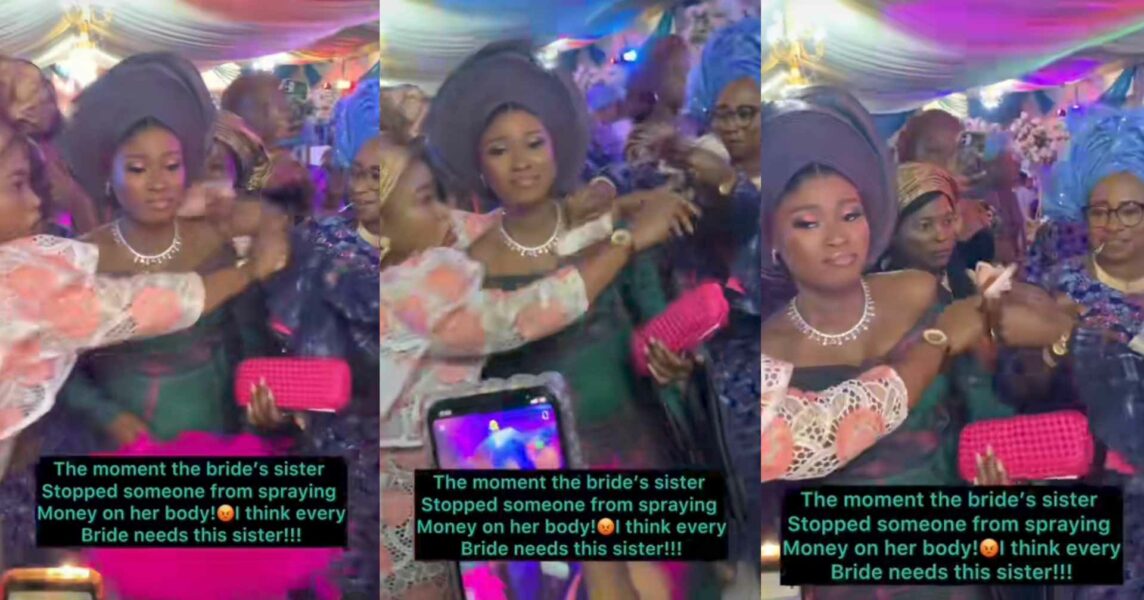 Bride's sister spray money