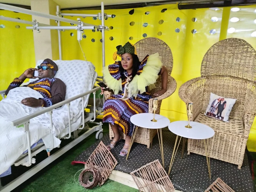 “By fire by force” — Reactions as South African groom gets married to his bride on hospital bed