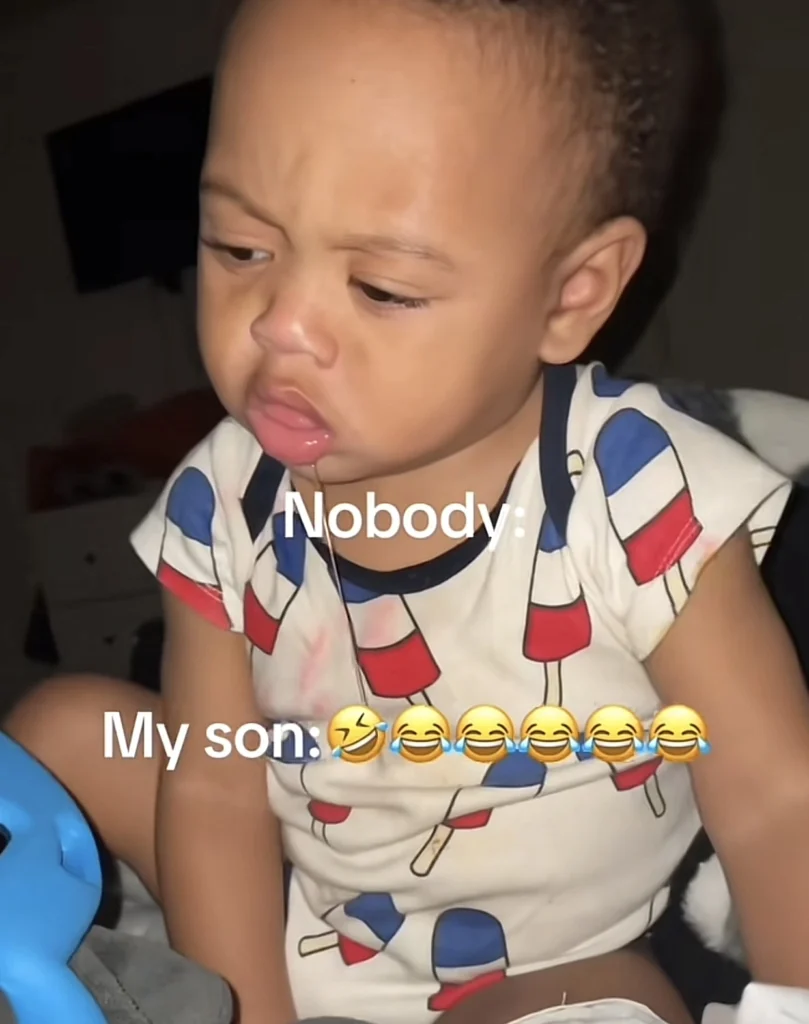 “Feed that baby” — Reactions as little boy salivates as he watches video of woman eating 