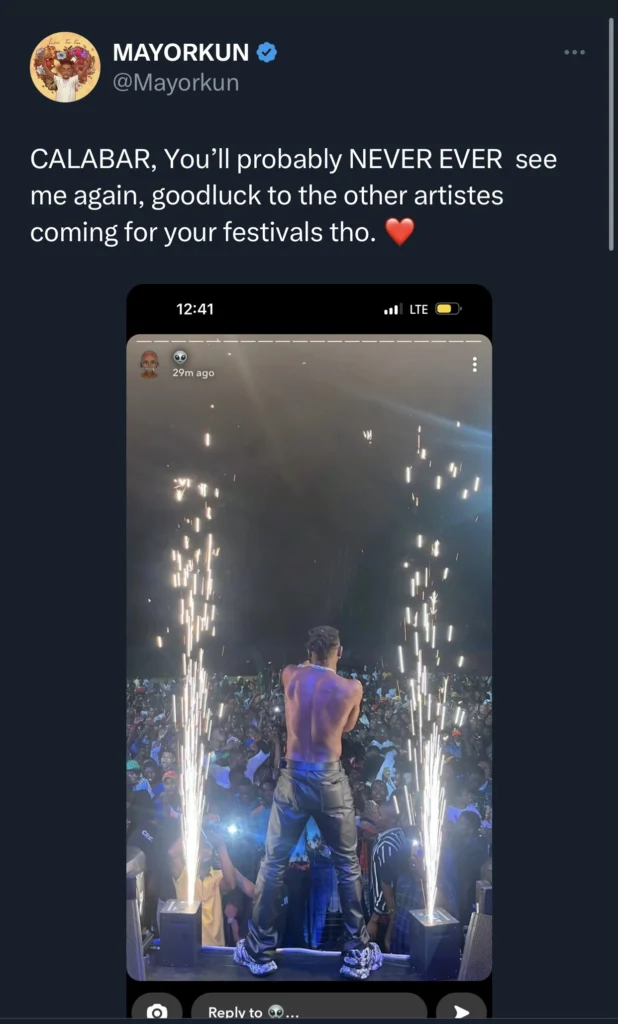 Mayorkun in pains as he vows not to visit Calabar again after heartbreaking event at his concert 