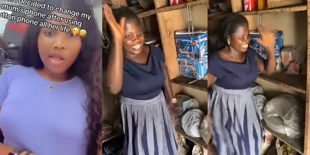 “This is called David dance” — Reactions as mother joyfully dances after her daughter got her android phone