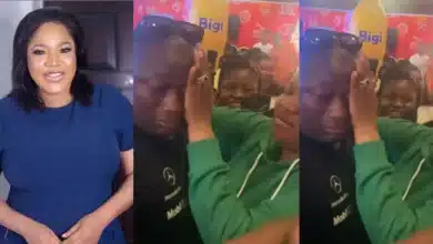 “When he is done crying they should give him gown” — Reactions as man cries as he meets Toyin Abraham for the first time
