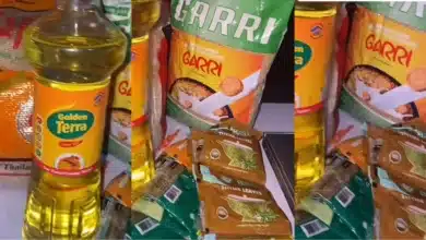 Youth corper flaunts food items she got from her PPA for Christmas