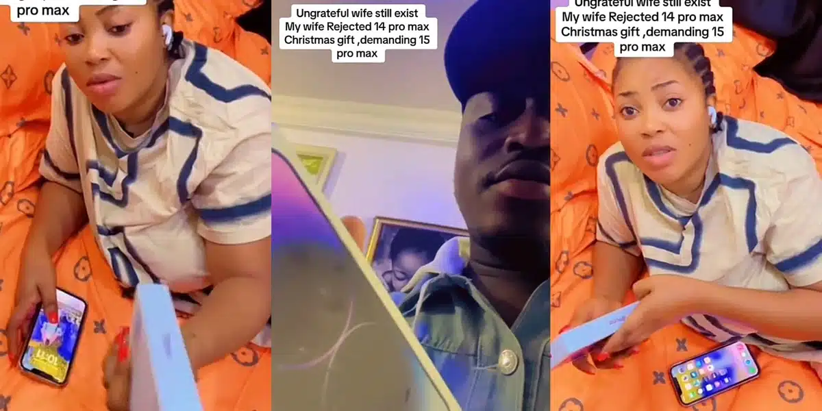 “Una dey marry rubbish” — Netizens react as wife rejects iPhone 14 Pro Max her husband got her