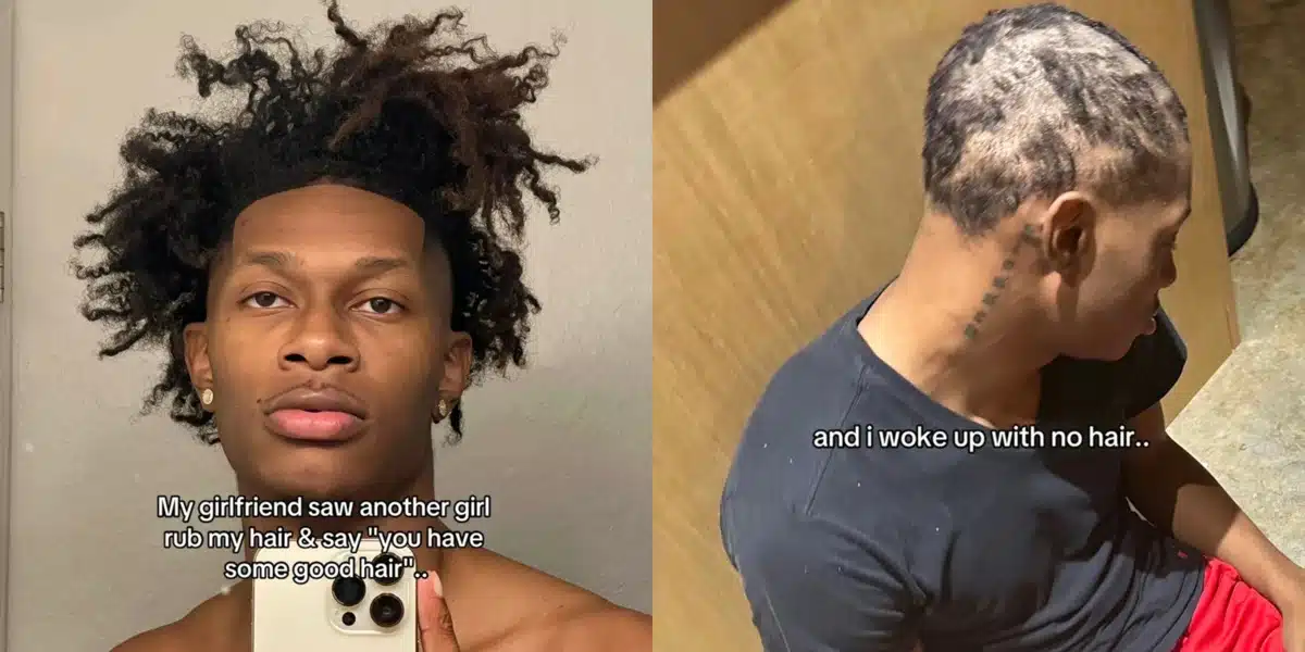 Man shares how his girlfriend cut his hair while he slept because another woman complimented the hair
