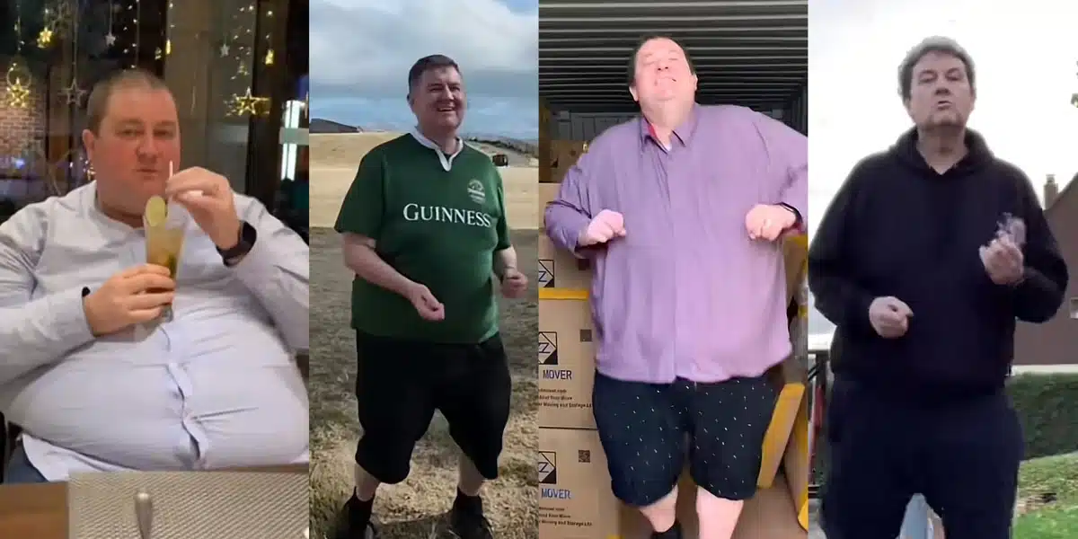 Caucasian man receives well-wishes as he loses weight through dancing