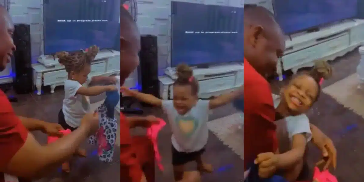 Heartmelting moment little girl rejoices after her father bought her a new dress